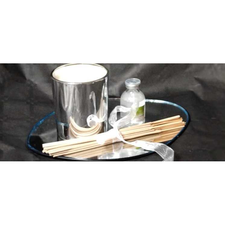 bougie artisanale en cire de soja avec batonnets d'encens