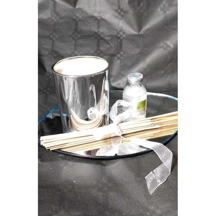 bougie artisanale en cire de soja avec batonnets d'encens