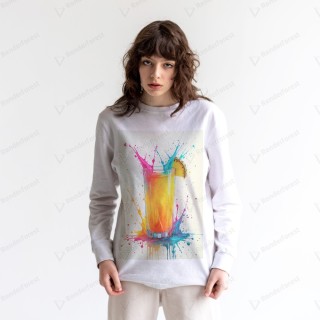 Tee shirt femmes manches longues en coton design artiste contemporaine