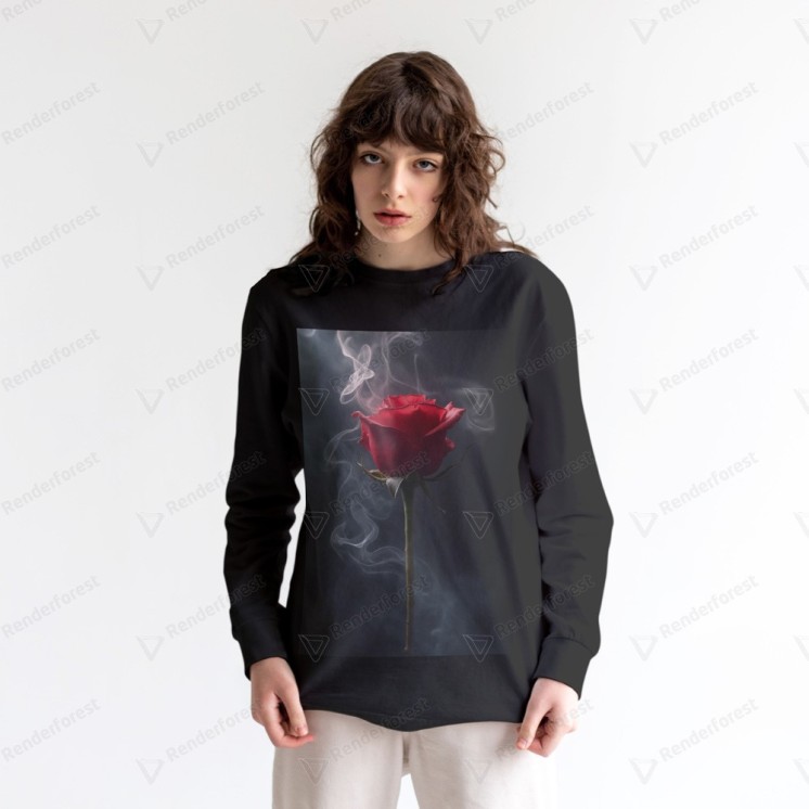 Tee shirt femme manches longues en coton motif floral