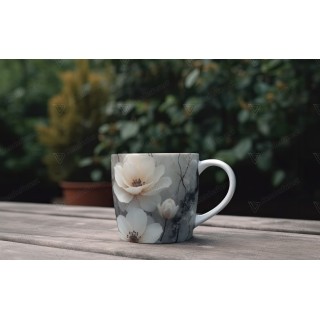 Tasse en porcelaine design contemporain motif floral