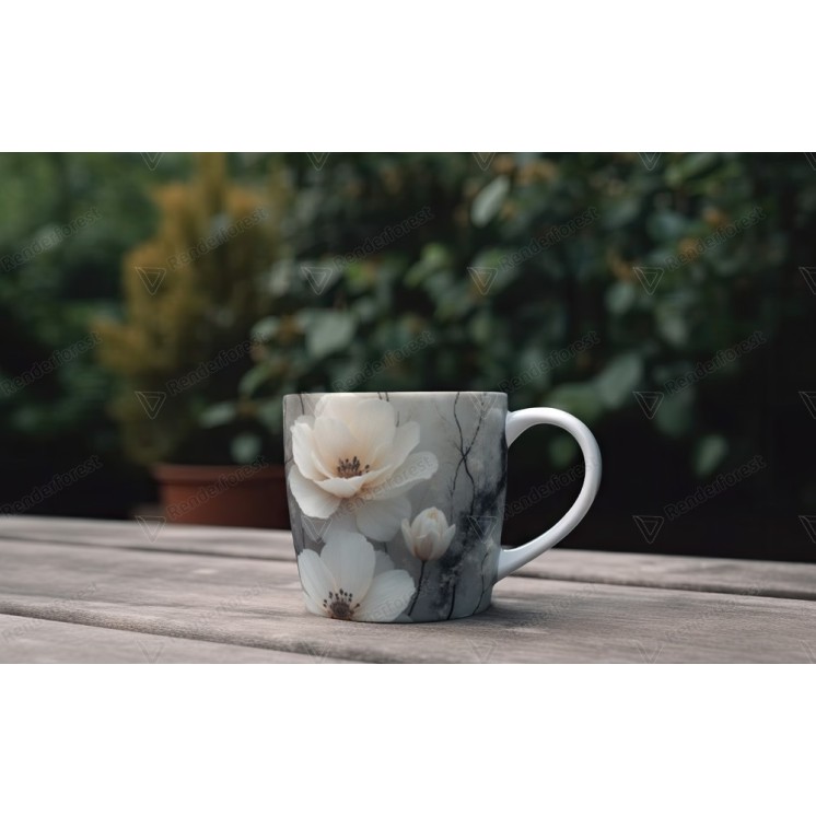 Tasse en porcelaine design contemporain motif floral