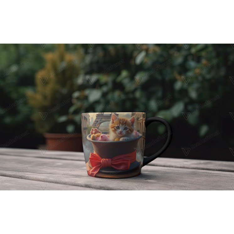 Tasse en porcelaine design contemporain motif chat