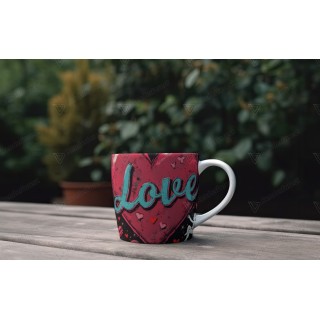 Tasse en porcelaine design contemporain motif love