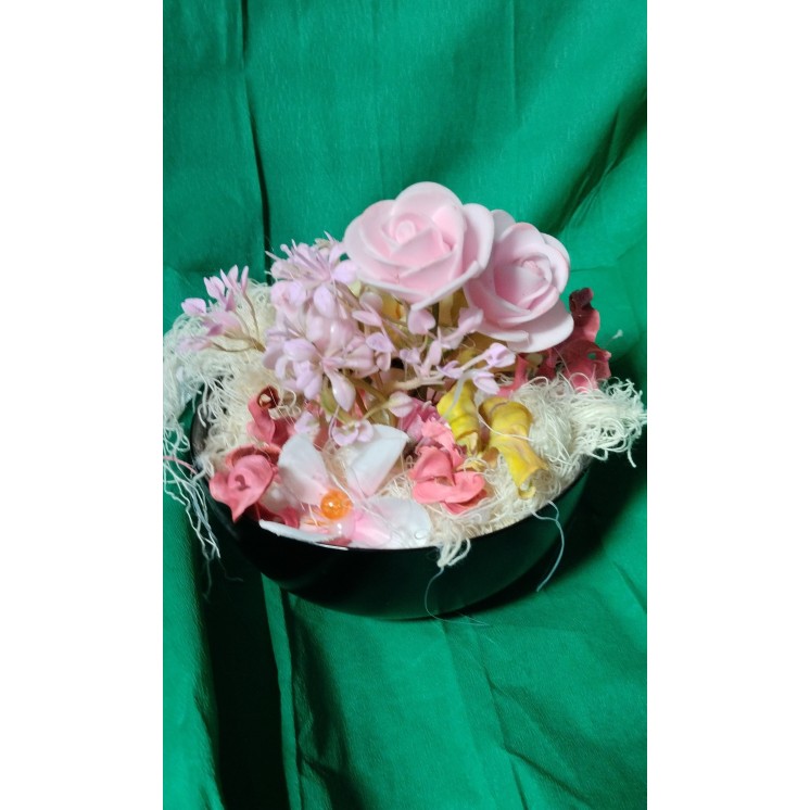 decoration florale rose et jaune fleurs artificielles