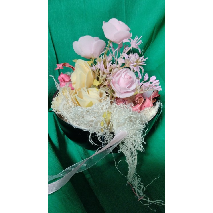 decoration florale rose et jaune fleurs artificielles
